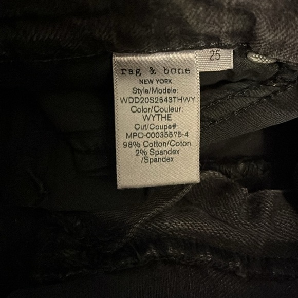 Rag & Bone Faded Black Low Rise Slim Boyfriend Jeans Size 25 - Picture 2 of 5